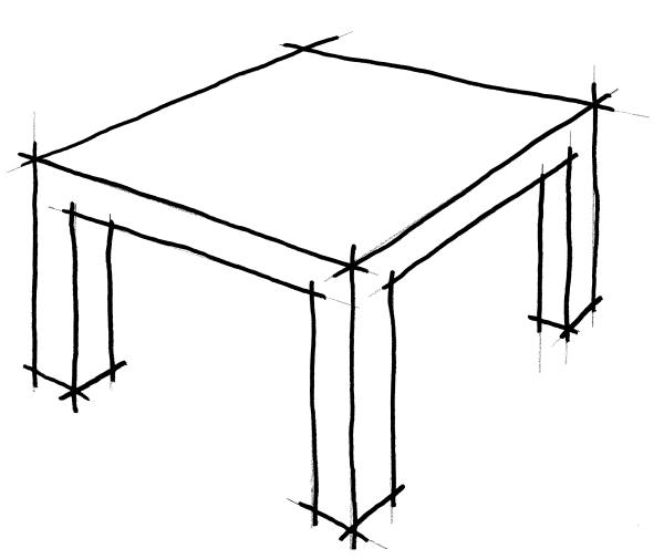 Skizze Tisch schwarz-weiß