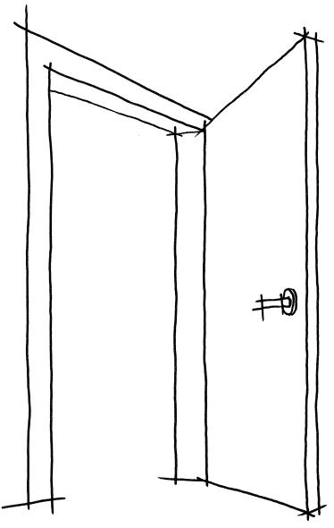Skizze Zimmertür schwarz-weiß